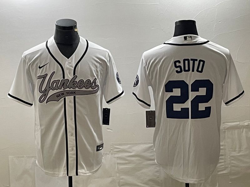 Men New York Yankees 22 Soto White Game Nike 2023 MLB Jersey style 1